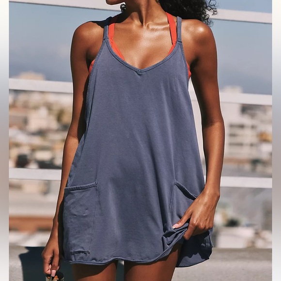 Free People Hot Shot Mini Dress in Indigo - Picture 2 of 11